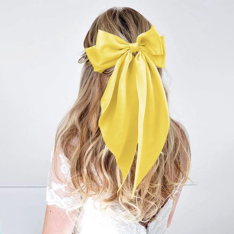 illpta Large Satin Bow Barrettes Clips in Yellow - Hair Accessories for Women - Image 3